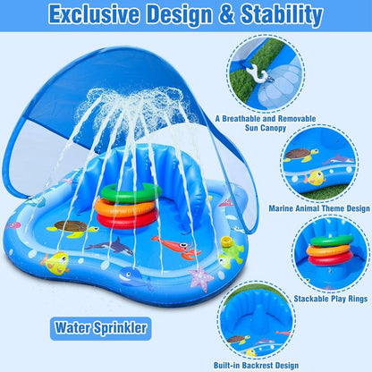 Inflatable Baby Pool Float with Canopy