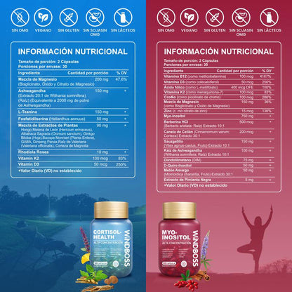 Multivitamínico de apoyo para el cortisol y el mioinositol